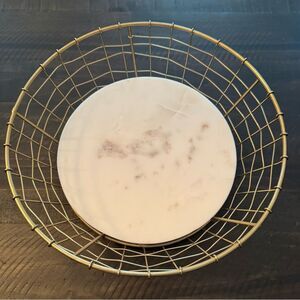 Gold Wire Decorative Bowl with Faux Marble Bottom Home Decor